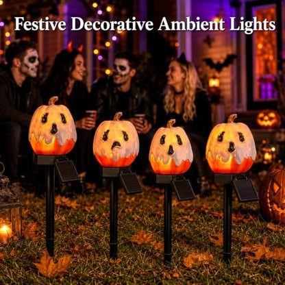twinbling Solar Pumpkin Lights Outdoor Halloween Pumpkin Solar Lights - color: C-Orange