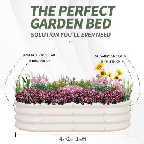 1MORE Galvanized Raised Garden Bed Outdoor,Planter Bed 4x2x1ft,White,4-Pk - color: White