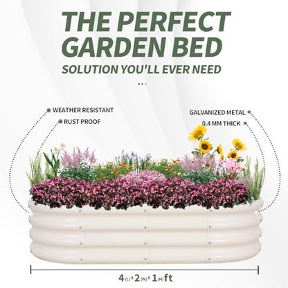 1MORE Galvanized Raised Garden Bed Outdoor,Planter Bed 4x2x1ft,White,4-Pk - color: White