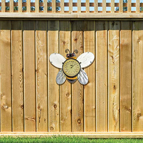 Poolmaster 54579 Bumble Bee Wall Décor and Thermometer for Home or Garden, Yellow - style: Bumble Bee