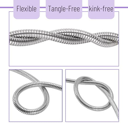 UNCO- Metal Garden Hose, 25 ft, Stainless Steel, Heavy Duty Flexible Hose with 10-Function Spray Nozzle & 3 Extra Washers, No-Kink, Lightweight, Puncture Proof for Outdoor Yard, Lawn, Plants, Car Wash