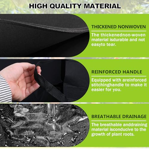 3 Sets 4 x 2 x 1 ft Thick Raised Garden Bed Liner Bags, Breathable