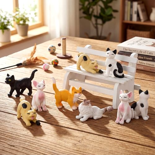 CroBlissful 36 Pcs Mini Resin Cat Figurines Miniature Cat Figurines Bulk