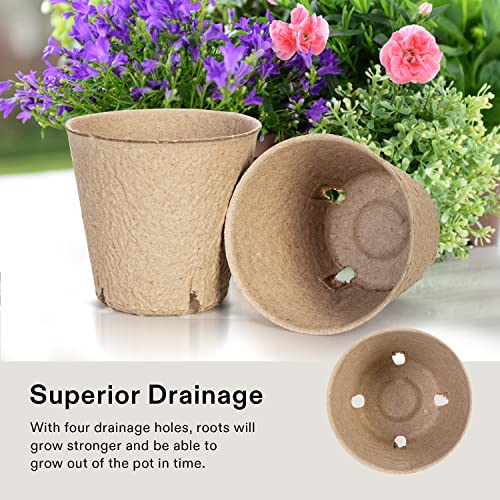 VIVOSUN 3.15“ Peat Pots, 120 Packs Seed Starting Pots with Drainage Holes - size: 120