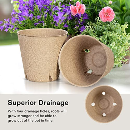VIVOSUN 3.15“ Peat Pots, 120 Packs Seed Starting Pots with Drainage Holes - size: 120