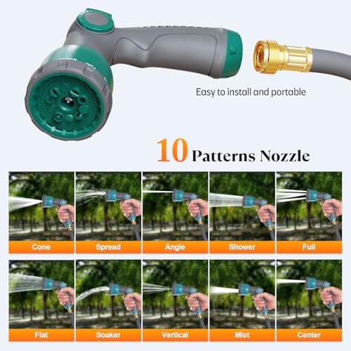 5/8" x 100 ft Retractable Garden Hose Reel, Heavy Duty Water Hose Reel - color: Green, size: 5/8in 100FT+6.5FT