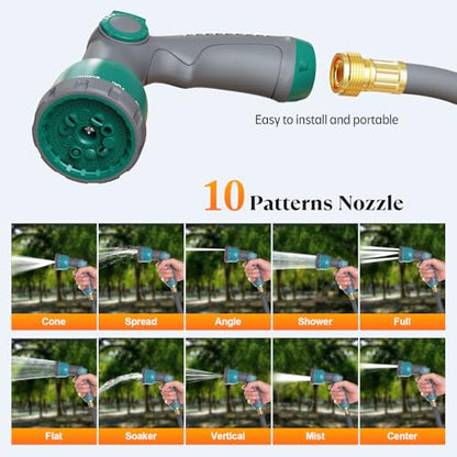 5/8" x 100 ft Retractable Garden Hose Reel, Heavy Duty Water Hose Reel - color: Green, size: 5/8in 100FT+6.5FT