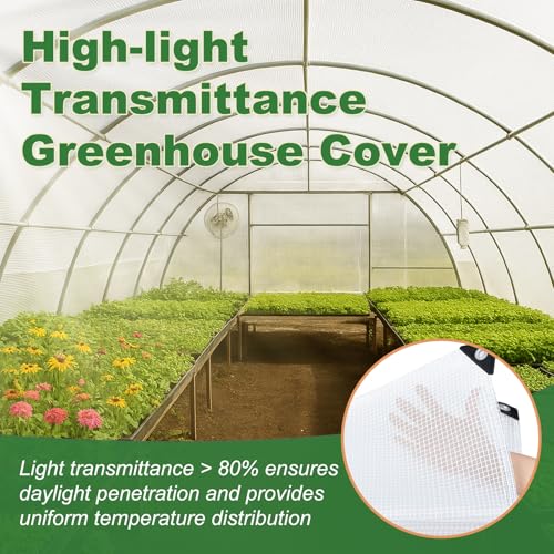 18 Mil Greenhouse Cover, 14x18 FT Clear Heavy Duty Greenhouse Tarp, UV Resistant Waterproof Green House Plastic Covering with Grommets for Garden, Farms, Nursery - size: Clear White 14FTx18FT