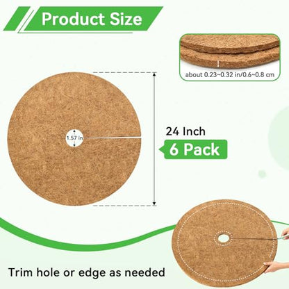 ZeeDix 24 Inch Coconut Fiber Tree Ring Mulch Mat, 6 Pack Tree Mulch Ring - color: 6 Pack, size: 24 Inch