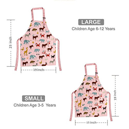 Jennice House Kids Aprons, Cotton Children Aprons with Adjustable Neck Strap Child Chef Aprons - color: Pink, size: Small
