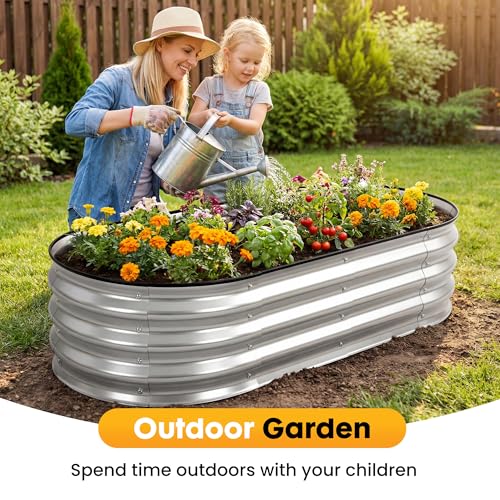 Sweetcrispy Raised Garden Bed Outdoor, 4x2x1ft Galvanized Planter Box - size: 4×2×1ft