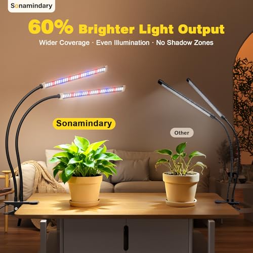 Grow Lights for Indoor Plants,LED Clip-On Clamp, Dual Head - size: Clamp-2 Head