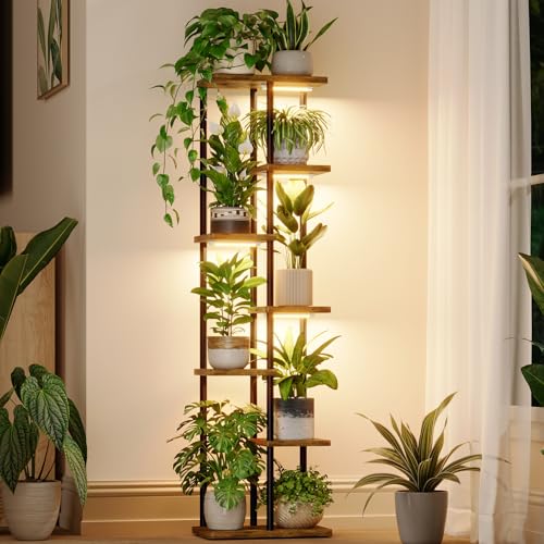 Bamworld Plant Stand with Grow Light for Indoor Plants Corner 7 Tier - style: 7 Tier,Square