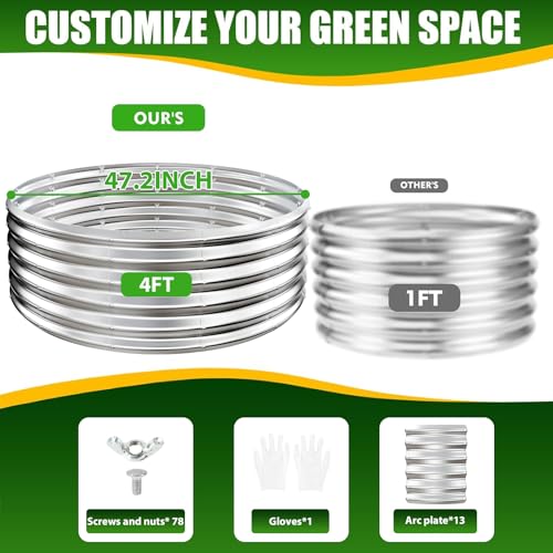 TBMLC 17" Tall,4 FT Diameter Elevated Round Metal Raised Garden Bed Silver - color: Silver, size: 4FT Diameter