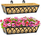 24 Inch Railing Planter Box Window Boxes Planters - 2 Pack Deck Railing Planter Boxes with Adjustable Brackets Coco Liners Balcony Planters Railing Hanging for Window Flower Boxes Outdoor Garden Decor - size: 24 Inch