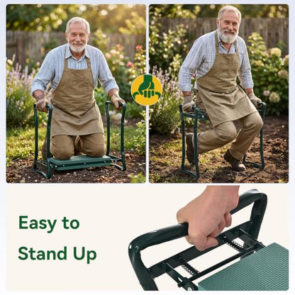 Garden Kneeler and Seat, Heavy Duty 350lbs Gardening Bench