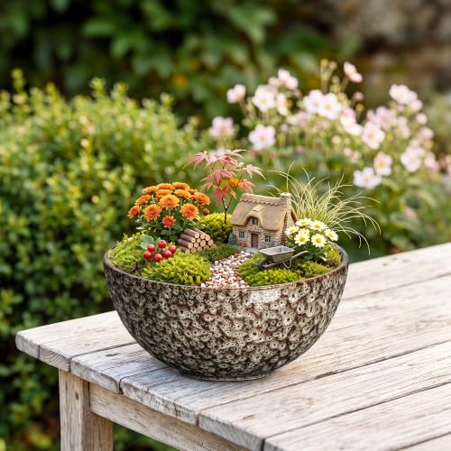 Bowl Planter, 8 Inch Ceramic Succulent Pots, White Leopard - color: White Leopard-1, size: 8 Inch