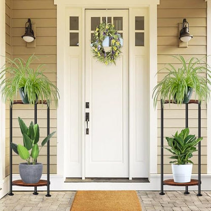 30'' Heavy Duty Plant Stand Indoor, for Living Room, Balcony, Deck, 2-Pack - color: dark brown-2 pack