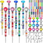 336 Pcs Beaded Garden Stakes DIY Fairy Wand Kit - size: 10 IN Diamonds & Round