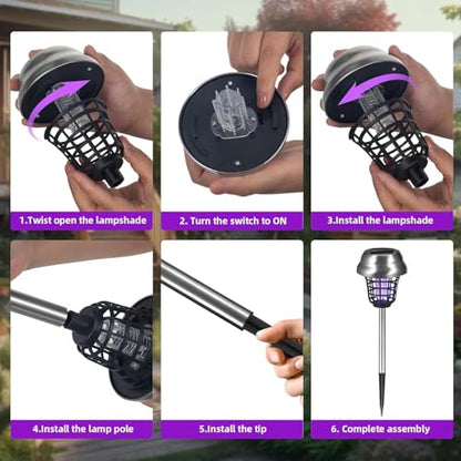 4Pack Solar Bug Zapper Outdoor Waterproof Mosquito Zapper