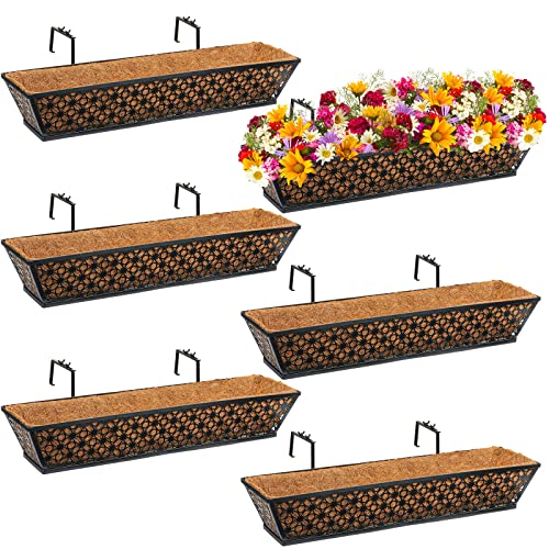 Geetery 6 Pack Window Railing Planter with Coconut Liner 30'', Vintage - style: Vintage
