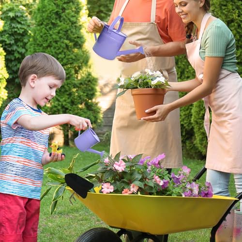 Small Metal Watering Can Set, Pink, 1.2L and 0.23L Garden Cans with Long Spout, Indoor Outdoor Plant Care (Purple) - color: Purple