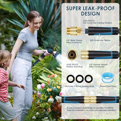 Non-Expandable Garden Hose 100 FT, Lightweight Hose with 10 Function Spray Nozzle, Kink-Free Flexible Water Hose, Durable, Leak-Proof, 360° Swivel Connectors, Portable Storage Strap