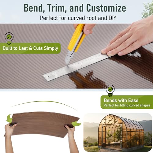 Bezseller 6 Pcs 5'x2' Polycarbonate Greenhouse Panels, Brown - color: Brown, size: 0.24"丨6 Pcs