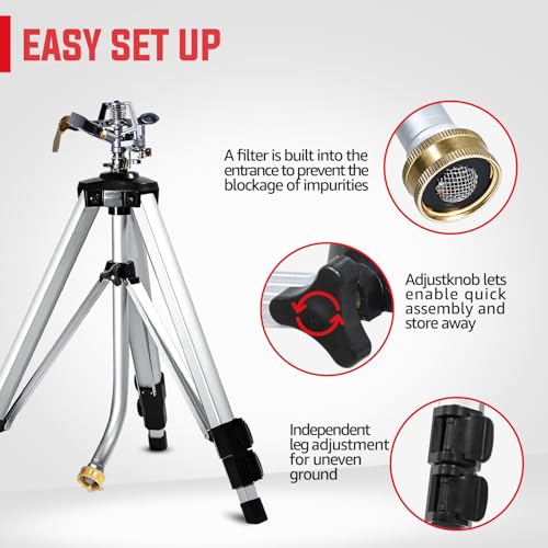 YAMATIC 18-36in Adjustable Impact Sprinkler with 3/4" Brass Quick Connects