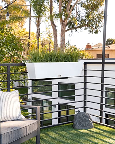 Veradek Pure Series Railing Planter - Tapered Window Box with Bracket - color: White, size: 36 inch - 2 Pack