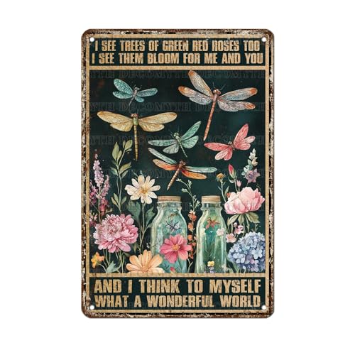 Dragonfly Wall Art Dragonfly Decor Retro Garden Sign 12 * 8inch - color: Dragonfly13, size: 20X30cm(12*8in)