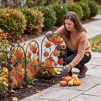 Yaocom 6 Pack Maple Leaf Garden Fence, 16.5" H x 11.8" W Fall Garden Stake - style: Maple Leaves
