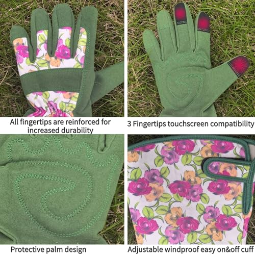 Thornproof Rose&Cactus Gardening Gloves,Gauntlet Garden Glove,Gifts - color: Green Rose, size: Medium