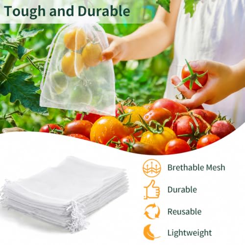 50 Pcs Fruit Protection Bags, 12×16 in Mesh Cover Nets for Tree, White - color: White, size: 12×16 in