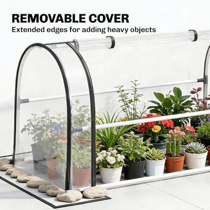Outsunny Raised Garden Bed with Flip-Up Cover 39.4" x 19.3" x 53.5", White - color: White