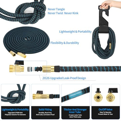 100 ft Expandable Garden Hose-Expanding Water Hoses-Flexible Retractable Garden Hoses,Less Kink & Tangle Car Washing Pipe Garden Hose for Yard, Outdoor,Expandable Garden Hose