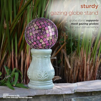 Alpine Corporation 12" Tall Indoor/Outdoor Roman Column Gazing Globe Display Stand - size: 8"L x 8"W x 12"H (1 Unit)