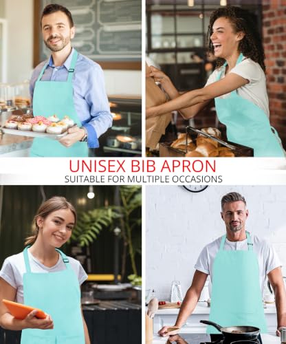 Utopia Kitchen Bib Aprons 2 Pack Adjustable With 2 Pockets - color: Aqua