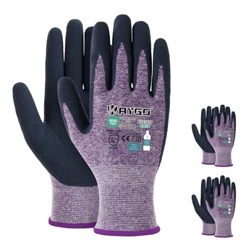 KAYGO Women's Work Gloves, Sandy Latex Grip, Breathable - color: Purple, size: Large