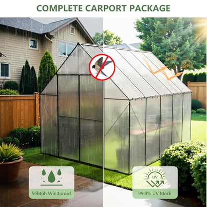 8x10 FT Greenhouse for Outdoors, Heavy-Duty Polycarbonate Greenhouse - size: 8X10 FT