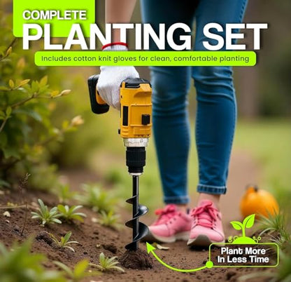 2pk Auger Drill Bit for Planting 1.6" x 9" + 3" x 10" Set - size: 1.6 x 9 + 3 x 10 Inch