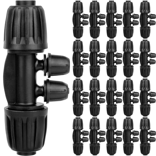 1/2 to 1/4 Drip Irrigation Fittings,20Pcs 4-Ways Barbed Tee 1/2 inch Drip Irrigation Tubing (1/2" ID x0.6-0.63" OD) 16mm to 1/4 inch Irrigation Tube Fitting Anti-Drop Barbed Connectors - color: 4-Way 20Pack