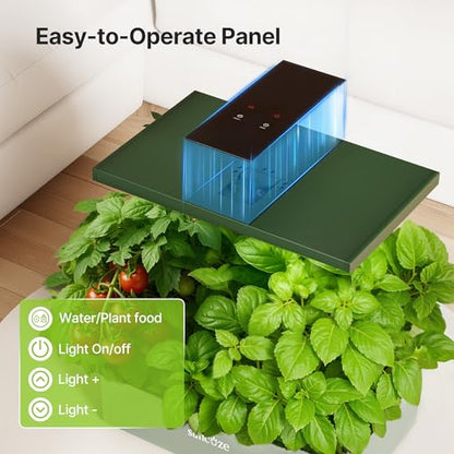 SUNCOZE Hydroponics Growing System 20 Pods, 25" Adjustable Height, 10L Tank - color: Avocado Green