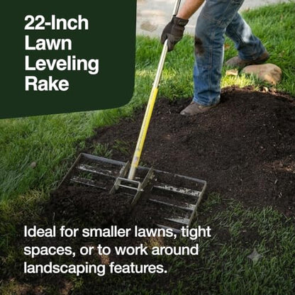 Rocklin™ 22" Lawn Leveling Rake, Stainless Steel, 78" Handle - size: 22 Inches