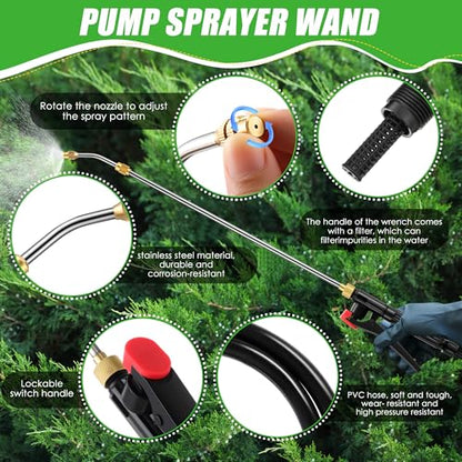 Enhon Extendable Sprayer Wand with Adjustable Nozzle, Filter & PVC Hose - size: 16.54 In