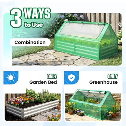 Quictent 6x3x1ft Galvanized Raised Garden Bed with Cover