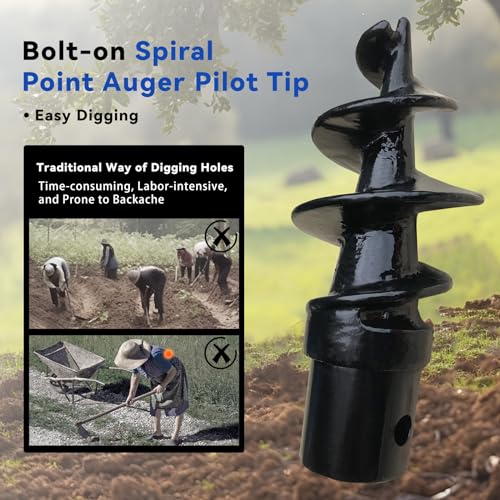 Auger Pilot Tip Replacement, 1-7/8" Shank for 6-24" Post Hole Diggers