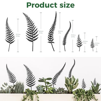 6-Piece Vintage Black Metal Fern Garden Stake Set - style: Black Fern Leaf Set