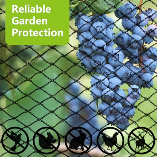 POYEE 7.5x100ft Bird Netting, 1/2 inch Mesh, Heavy Duty Garden Netting - size: 7.5 x 100 FT