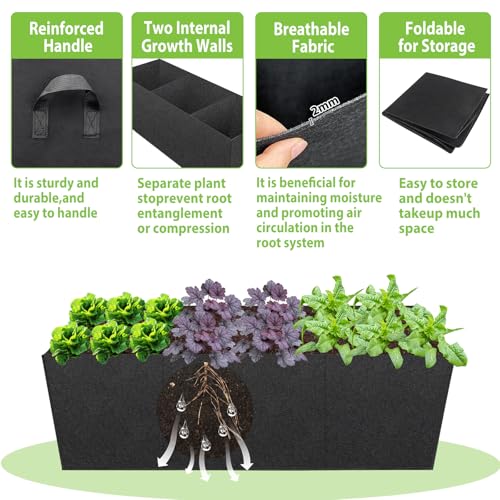 3 Pack Fabric Raised Garden Bed, 22 Gallon 3x1x1 FT Garden Growing Bag